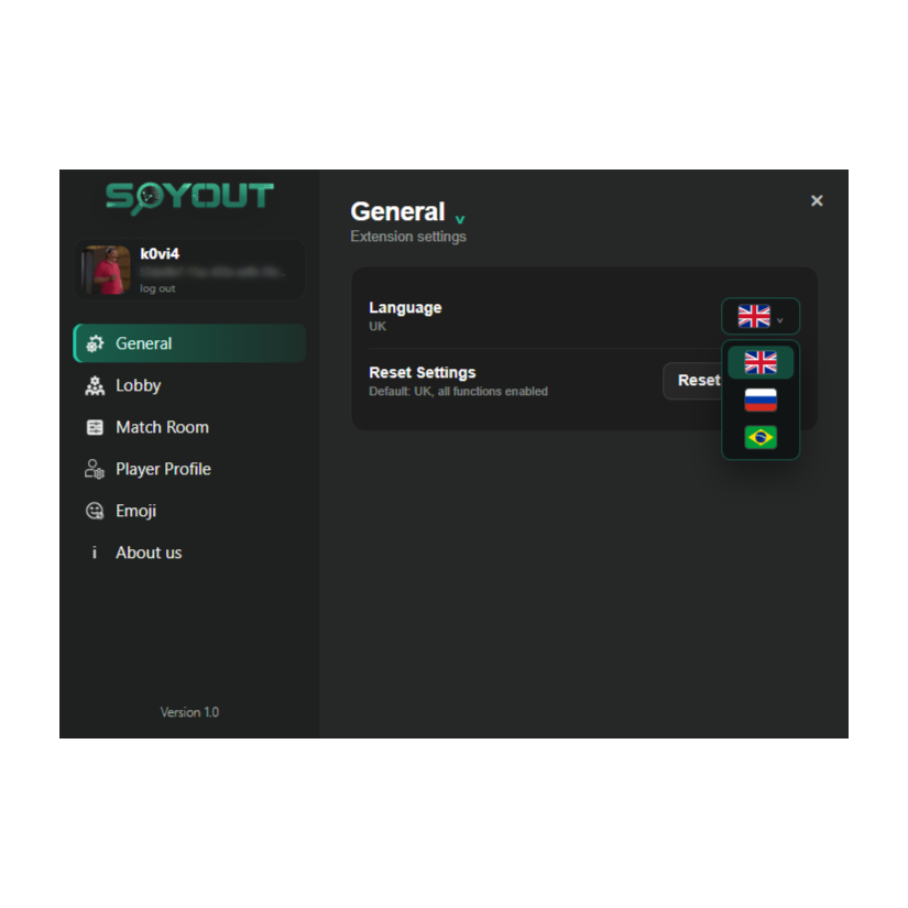 SpyOut extension settings preview
